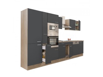 Yorki 370 konyhabútor sonoma tölgy korpusz,selyemfényű antracit fronttal polcos szekrénnyel