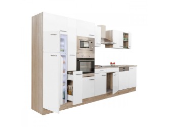 Yorki 370 konyhabútor sonoma tölgy korpusz,selyemfényű fehér fronttal