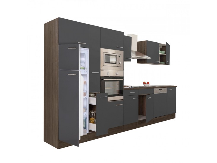 Yorki 370 konyhabútor yorki tölgy korpusz,selyemfényű antracit fronttal