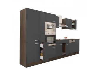 Yorki 370 konyhabútor yorki tölgy korpusz,selyemfényű antracit fronttal polcos szekrénnyel