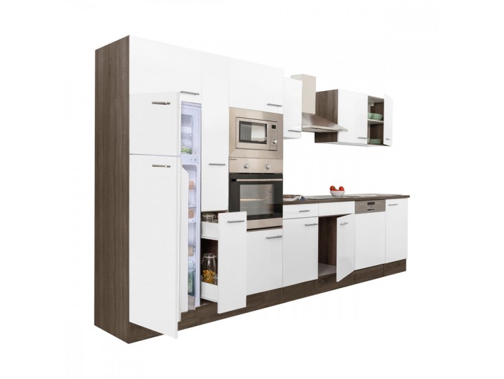 Yorki 370 konyhabútor yorki tölgy korpusz,selyemfényű fehér fronttal