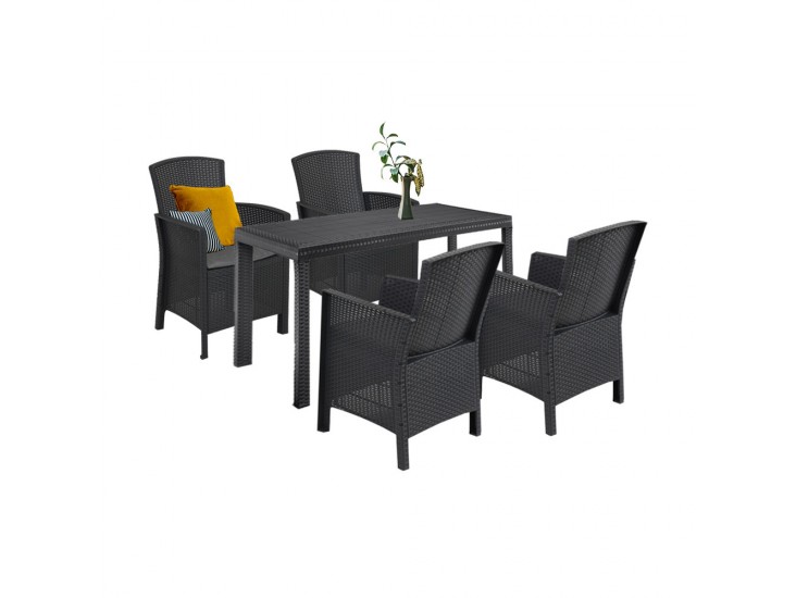 Hellma 4+1 kerti bútor garnitúra szett grafit