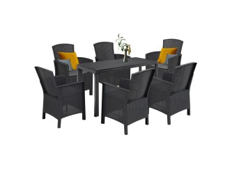 Hellma 6+1 kerti bútor garnitúra szett grafit