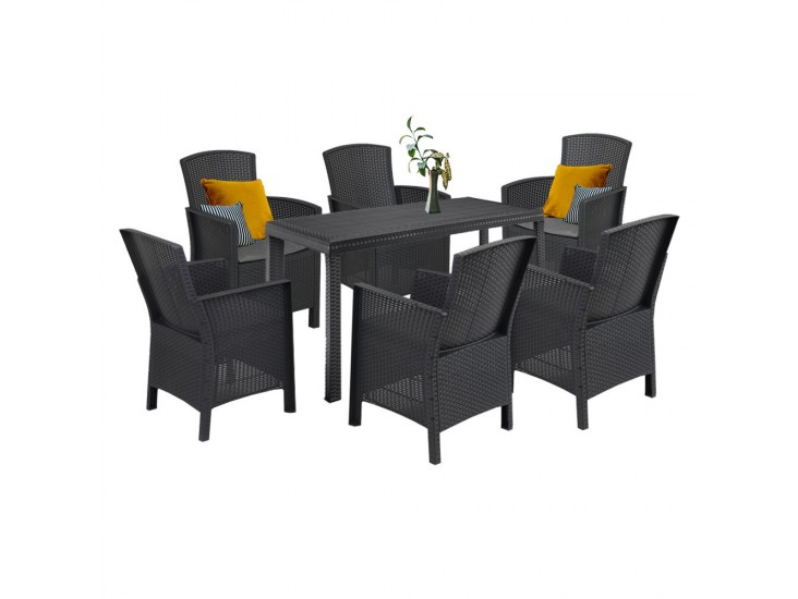 Hellma 6+1 kerti bútor garnitúra szett grafit