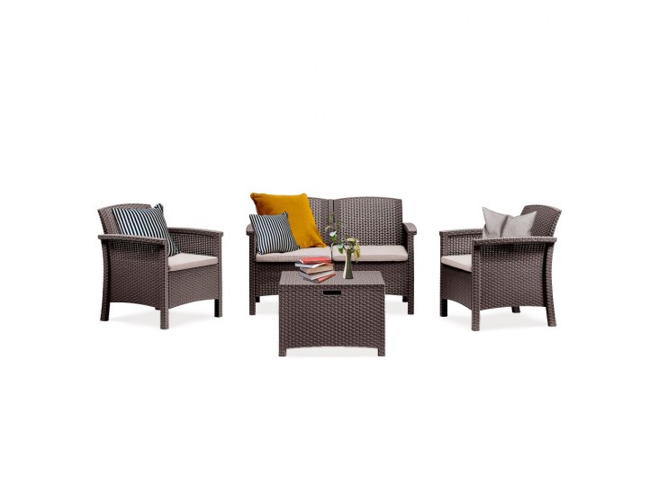 Venus 4 személyes kerti bútor garnitúra barna