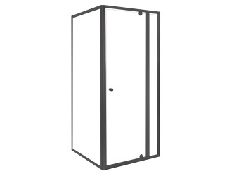 Flexi sarokba szerelhető szögletes zuhanykabin 80x80 cm zuhanytálca nélkül fekete