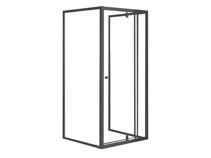 Flexi falsíkra szerelhető aszimmetrikus zuhanykabin 80x90 cm zuhanytálca nélkül fekete