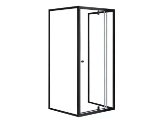 Flexi falsíkra szerelhető szögletes zuhanykabin 90x90 cm zuhanytálca nélkül fekete