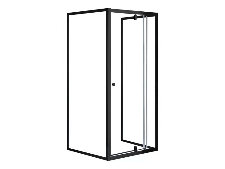 Flexi falsíkra szerelhető szögletes zuhanykabin 90x90 cm zuhanytálca nélkül fekete