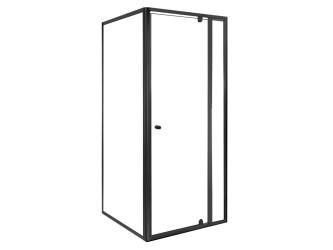 Flexi sarokba szerelhető szögletes zuhanykabin 90x90 cm zuhanytálca nélkül fekete