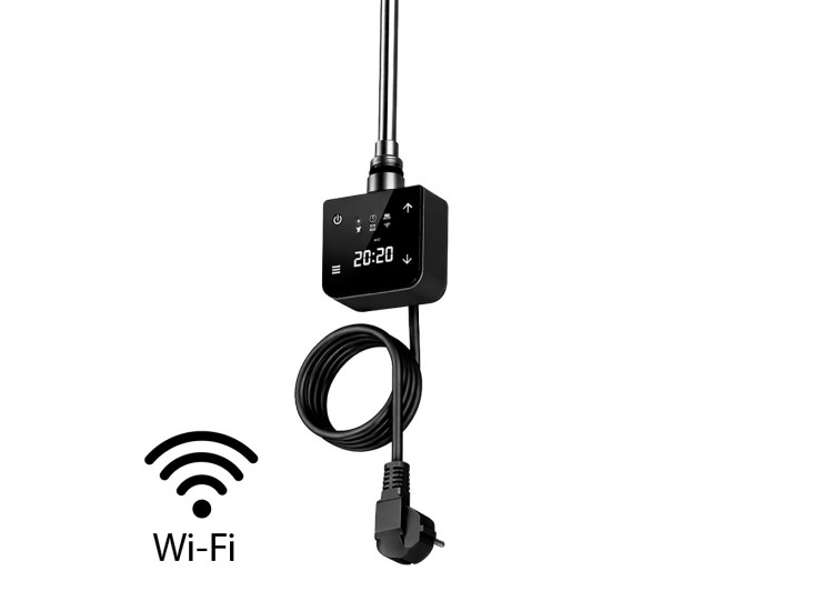 Wifi-s fűtőpatron törölközőszárító radiátorhoz digitális hőfokszabályozóval 400W fekete