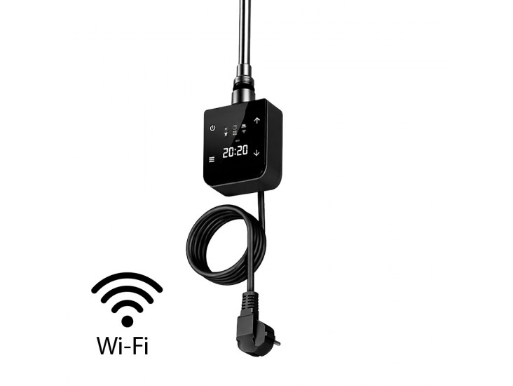 Wifi-s fűtőpatron törölközőszárító radiátorhoz digitális hőfokszabályozóval 600W fekete