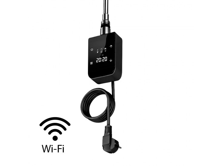 Wifi-s fűtőpatron törölközőszárító radiátorhoz digitális hőfokszabályozóval 800W fekete