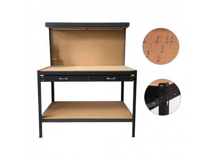 Munkaasztal munkapad fiókkal fekete