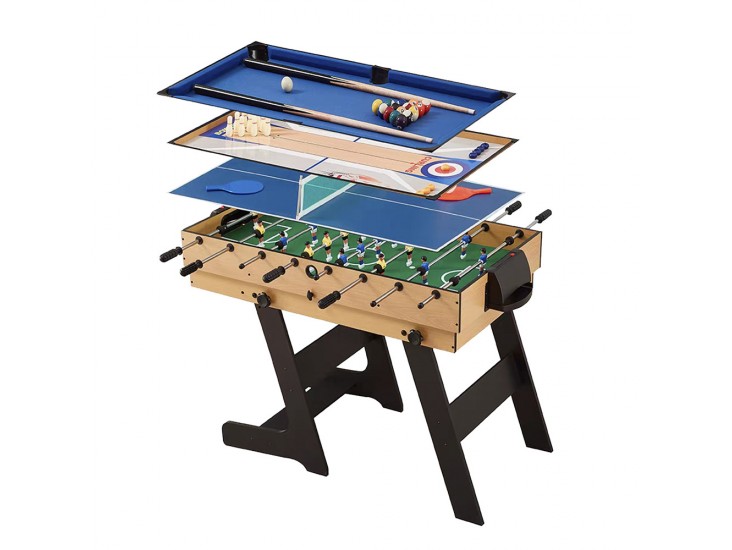 4 az 1-ben játékasztal, csocsó, ping-pong, biliárd és curling bowling játékhoz