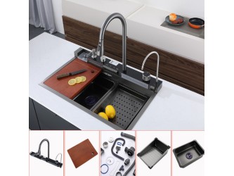 Catania multifunkciós rozsdamentes mosogató digitális csapteleppel