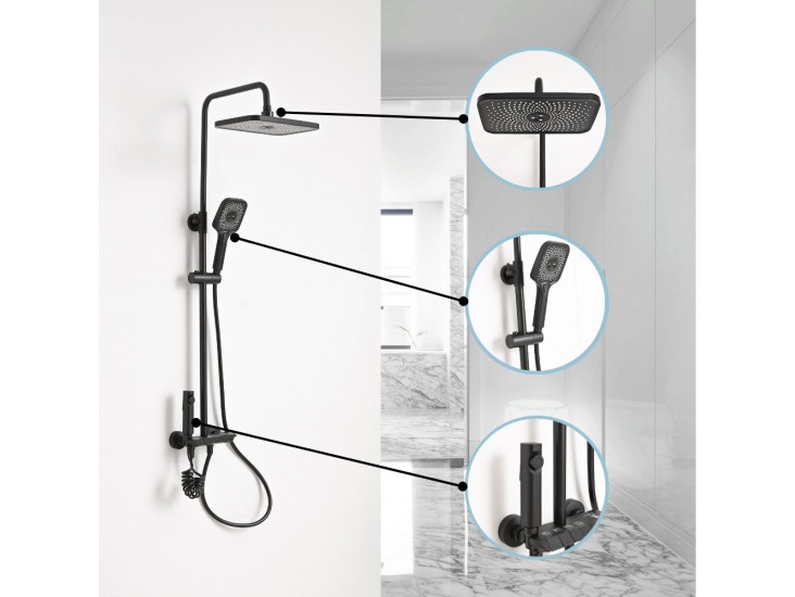Eliz multifunkciós zuhanyszett fekete