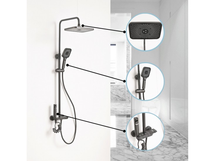 Eliz multifunkciós zuhanyszett grafit