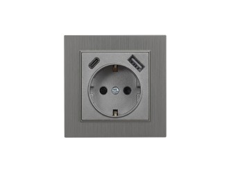 Nova földelt csatlakozóaljzat USB csatlakozóval 2A szürke kerettel
