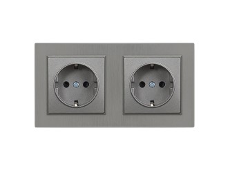 Nova földelt csatlakozóaljzat kettős dugalj 16A 250V szürke kerettel