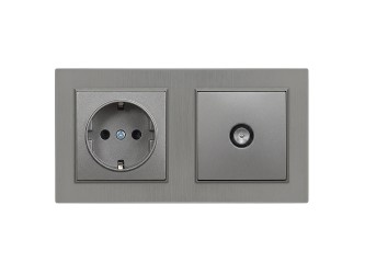 Nova földelt csatlakozóaljzat dugalj 16A 250V TV csatlakozóval szürke kerettel