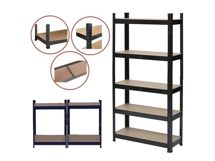 Nagy teherbírású polc 180x90x30 cm 175 kg fekete