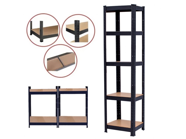 Nagy teherbírású polc 180x40x40 cm 150 kg fekete