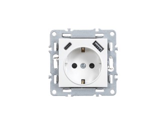 Nova földelt csatlakozóaljzat USB csatlakozóval 2A fehér