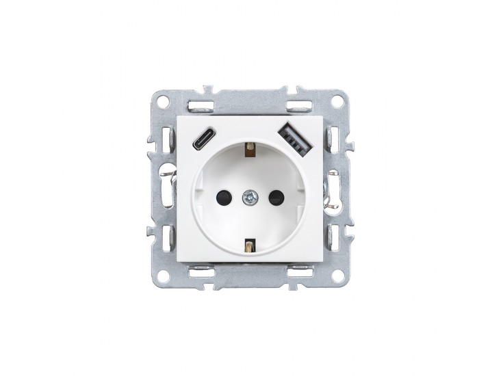 Nova földelt csatlakozóaljzat USB csatlakozóval 2A fehér