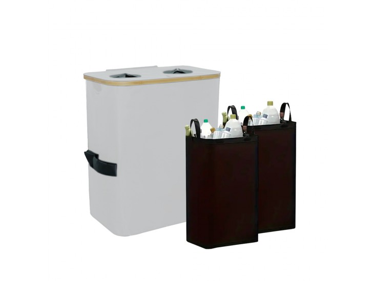 Szelektív palackgyűjtő két rekeszes 140l fehér