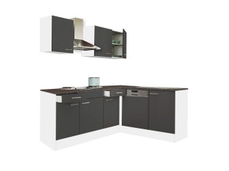 Yorki 220 sarok konyhabútor fehér korpusz,selyemfényű antracit fronttal