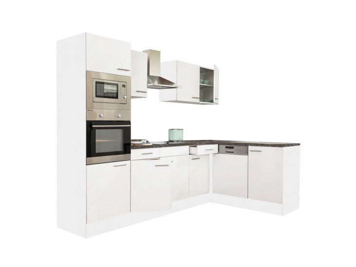 Yorki 280 konyhabútor fehér korpusszal, selyemfényű fehér fronttal