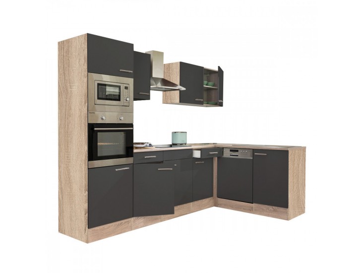 Yorki 280 konyhabútor sonoma tölgy korpusszal, selyemfényű antracit fronttal