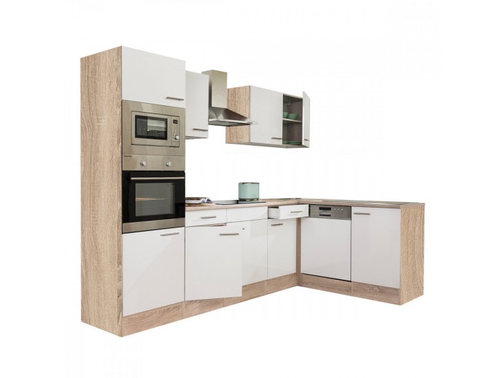 Yorki 280 konyhabútor sonoma tölgy korpusszal, selyemfényű fehér fronttal