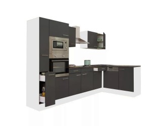 Yorki 310 sarok konyhabútor fehér korpusz,selyemfényű antracit fronttal