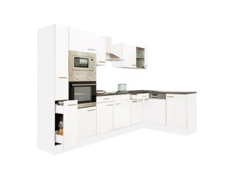 Yorki 310 sarok konyhabútor fehér korpusz,selyemfényű fehér fronttal