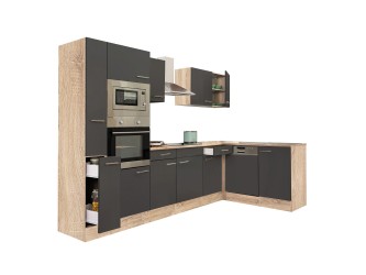 Yorki 310 sarok konyhabútor sonoma tölgy korpusz,selyemfényű antracit fronttal