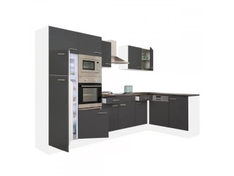 Yorki 340 sarok konyhabútor fehér korpusz,selyemfényű antracit fronttal