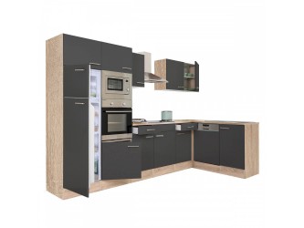 Yorki 340 sarok konyhabútor sonoma tölgy korpusz,selyemfényű antracit fronttal