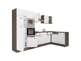 Yorki 340 sarok konyhabútor yorki tölgy korpusz,selyemfényű fehér fronttal