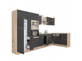 Yorki 370 sarok konyhabútor sonoma tölgy korpusz,selyemfényű antracit fronttal