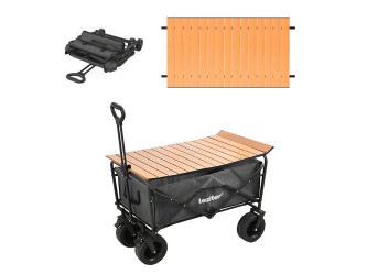 Összecsukható prémium kerti strandkocsi asztallal szürke