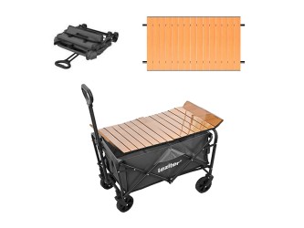 Összecsukható standard kerti strandkocsi asztallal szürke