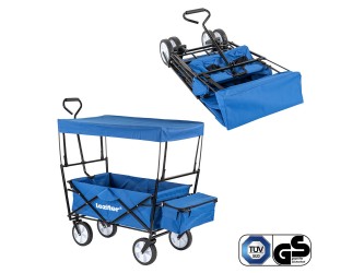 Összecsukható kerti strandkocsi tetővel kék