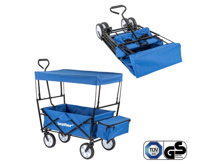 Összecsukható kerti strandkocsi tetővel kék