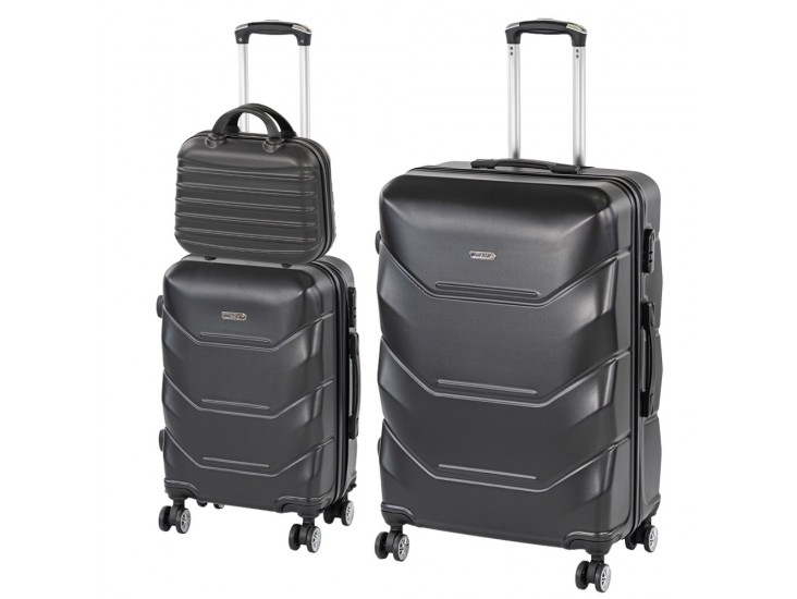 TraveLux Max IX gurulós bőrönd szett fekete