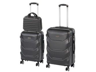 TraveLux Max VIII gurulós bőrönd szett fekete