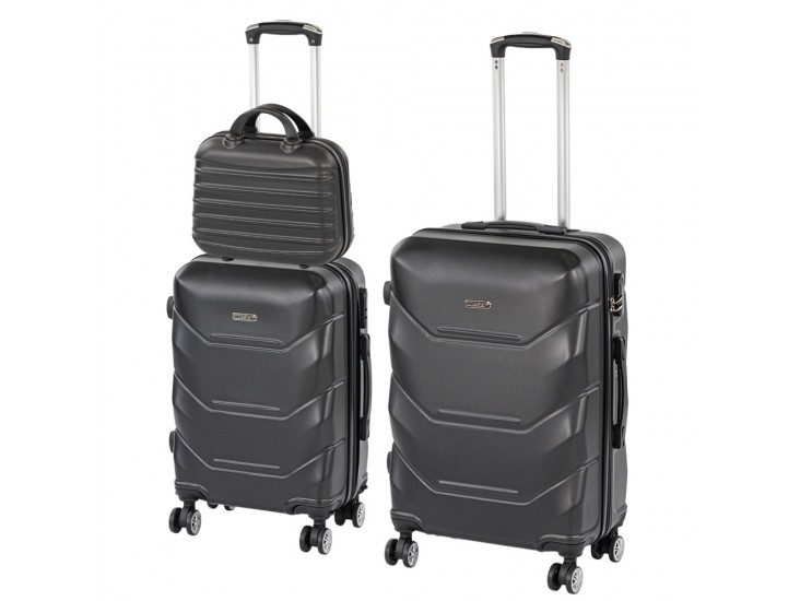 TraveLux Max VIII gurulós bőrönd szett fekete