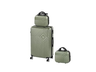 TraveLux Pro XIV gurulós bőrönd szett olajzöld