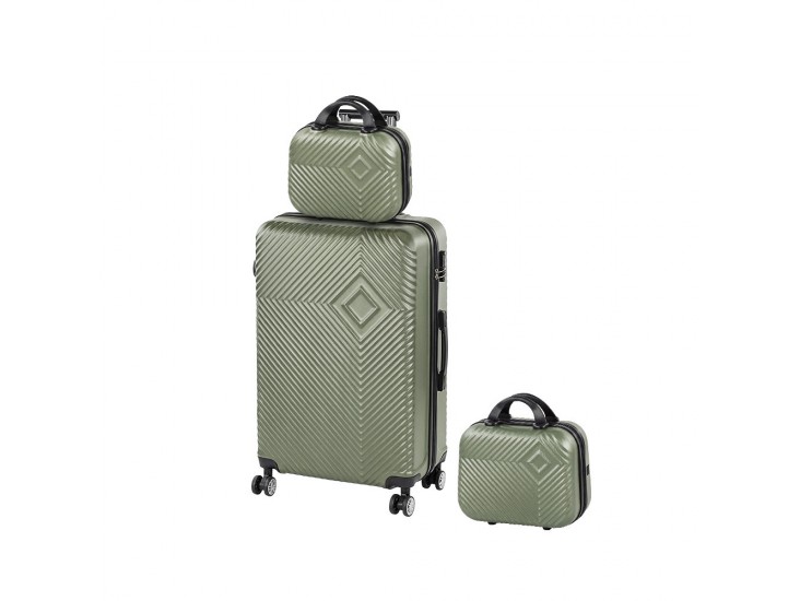 TraveLux Pro XIV gurulós bőrönd szett olajzöld